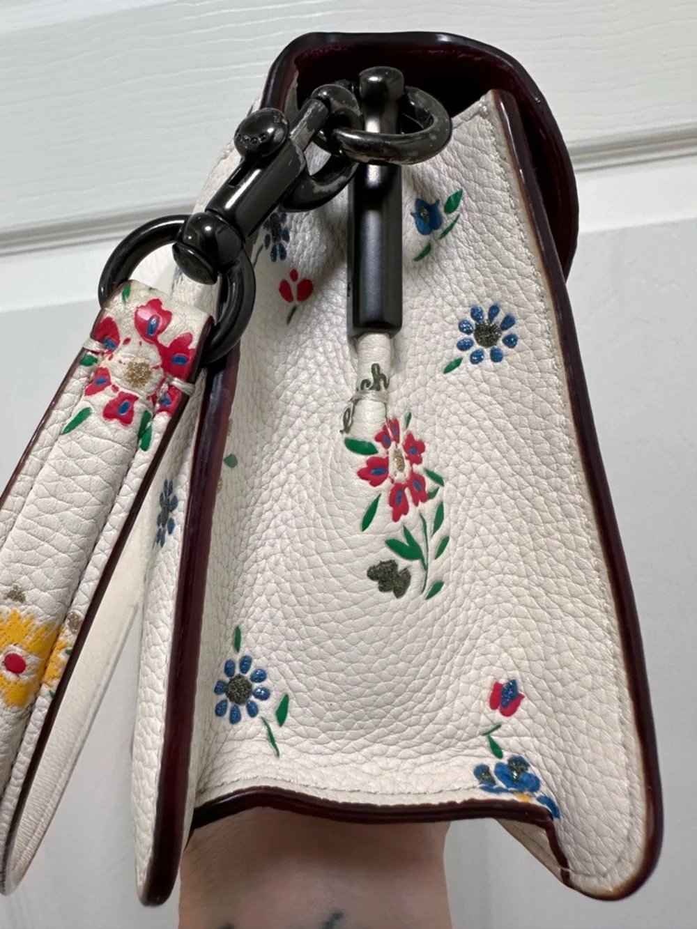 Coach Tabby 26 Wildflower Print Chalk Pebbled Leather Shoulder Bag - Picture 10 of 17